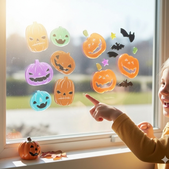 Unbranded Other - 🎃🍂Jack-o-lantern Halloween reusable window gel clings